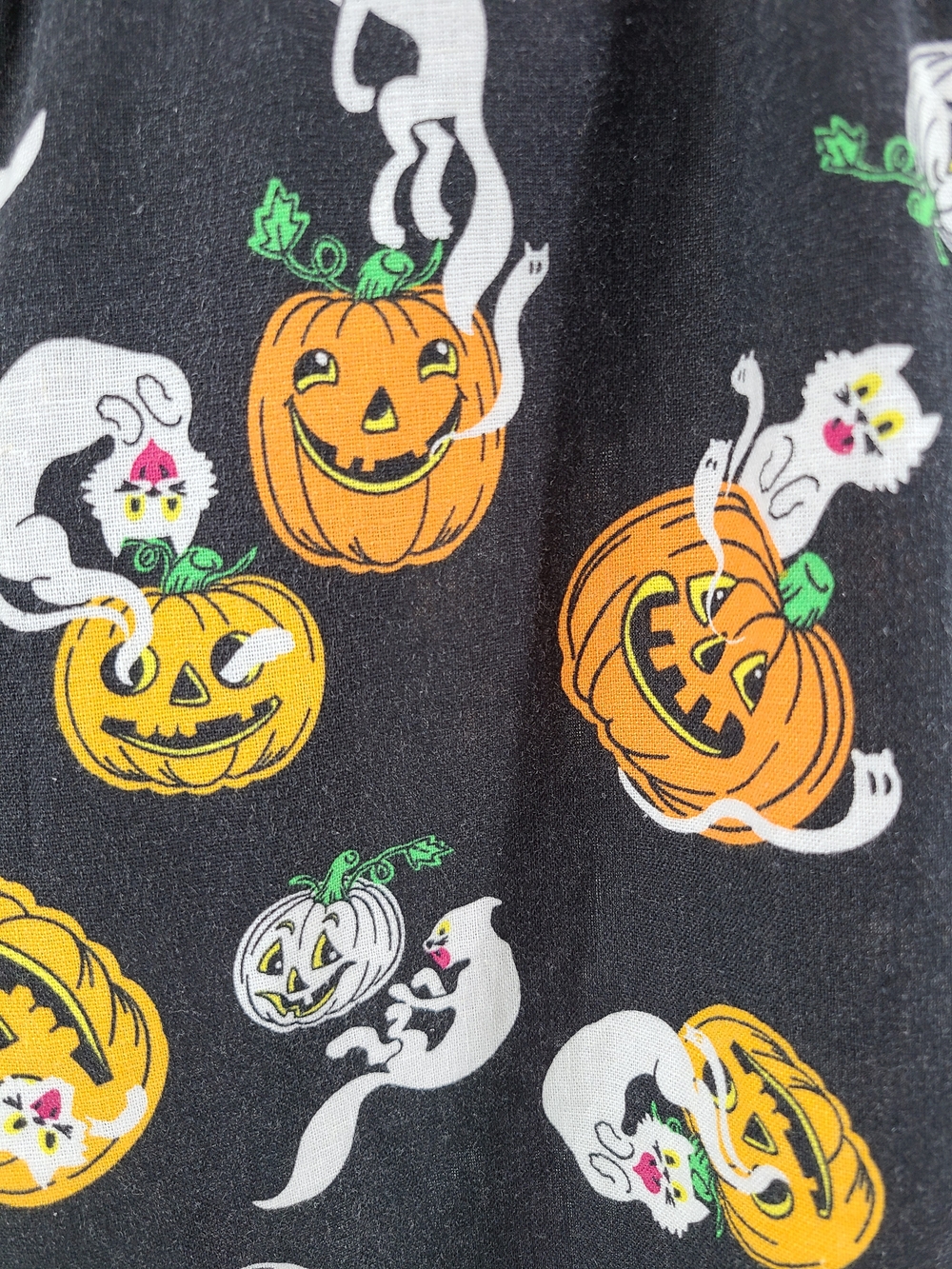 Modcloth SummerWeen Linen Blend Cats And Pumkins Dress Size 16 - Picture 7 of 12